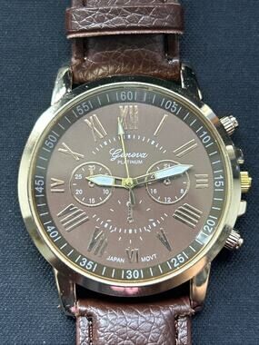 Geneva Platinum Gold Tone Brown Dial And Case Quartz Watch